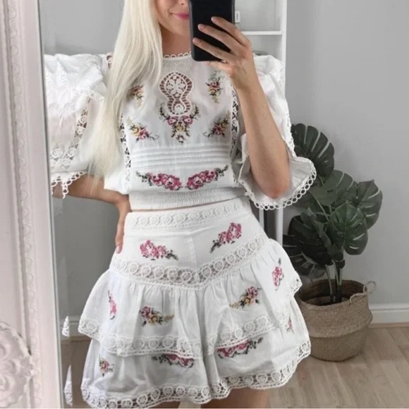 RIVER ISLAND | White Floral Embroidered Set - Picture 9 of 12